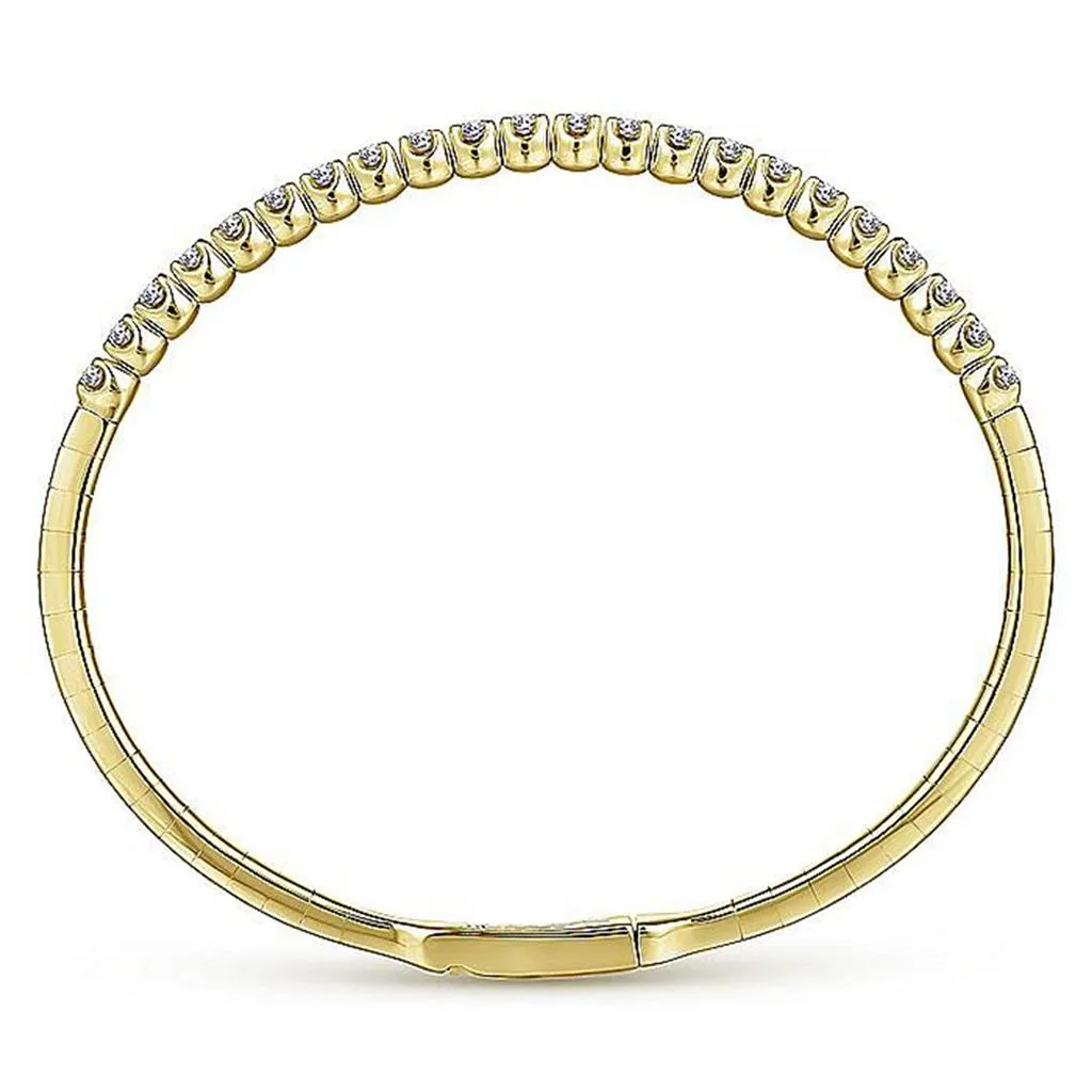 0.94ctw Tiger Claw Prong Diamond Bangle, 6.25" - Yellow Gold