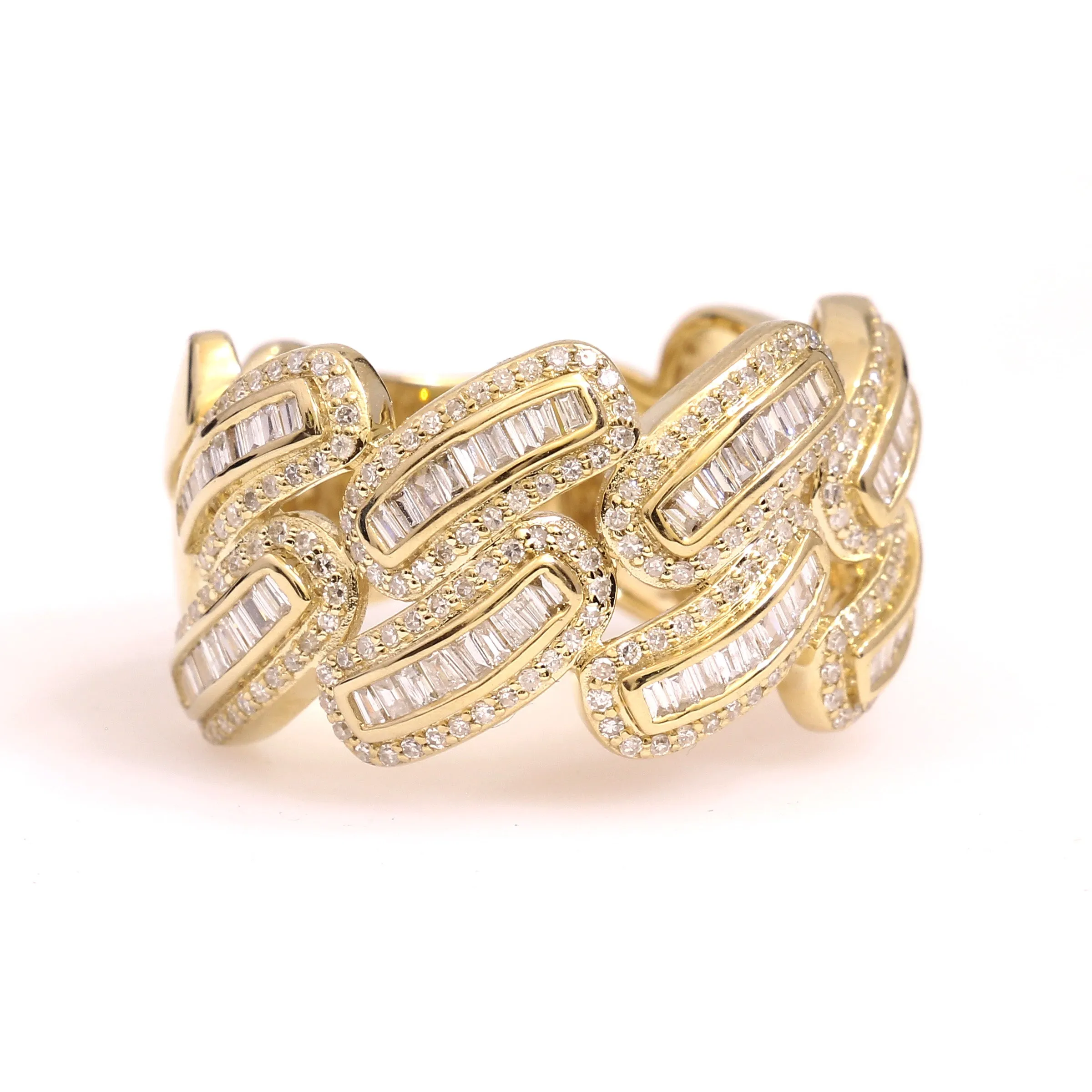 10K Yellow Gold Baguette Cuban Ring 0.88 Ctw