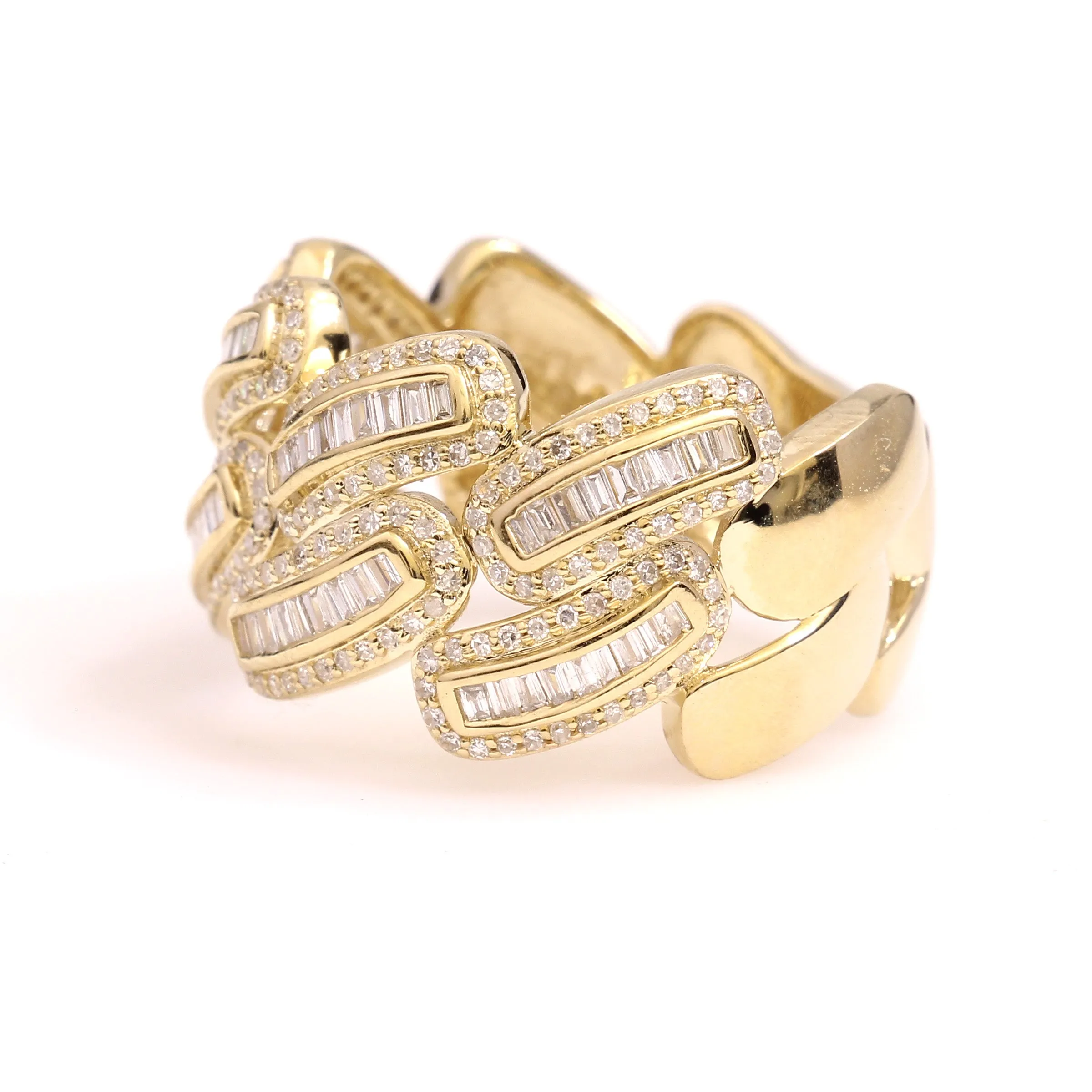 10K Yellow Gold Baguette Cuban Ring 0.88 Ctw