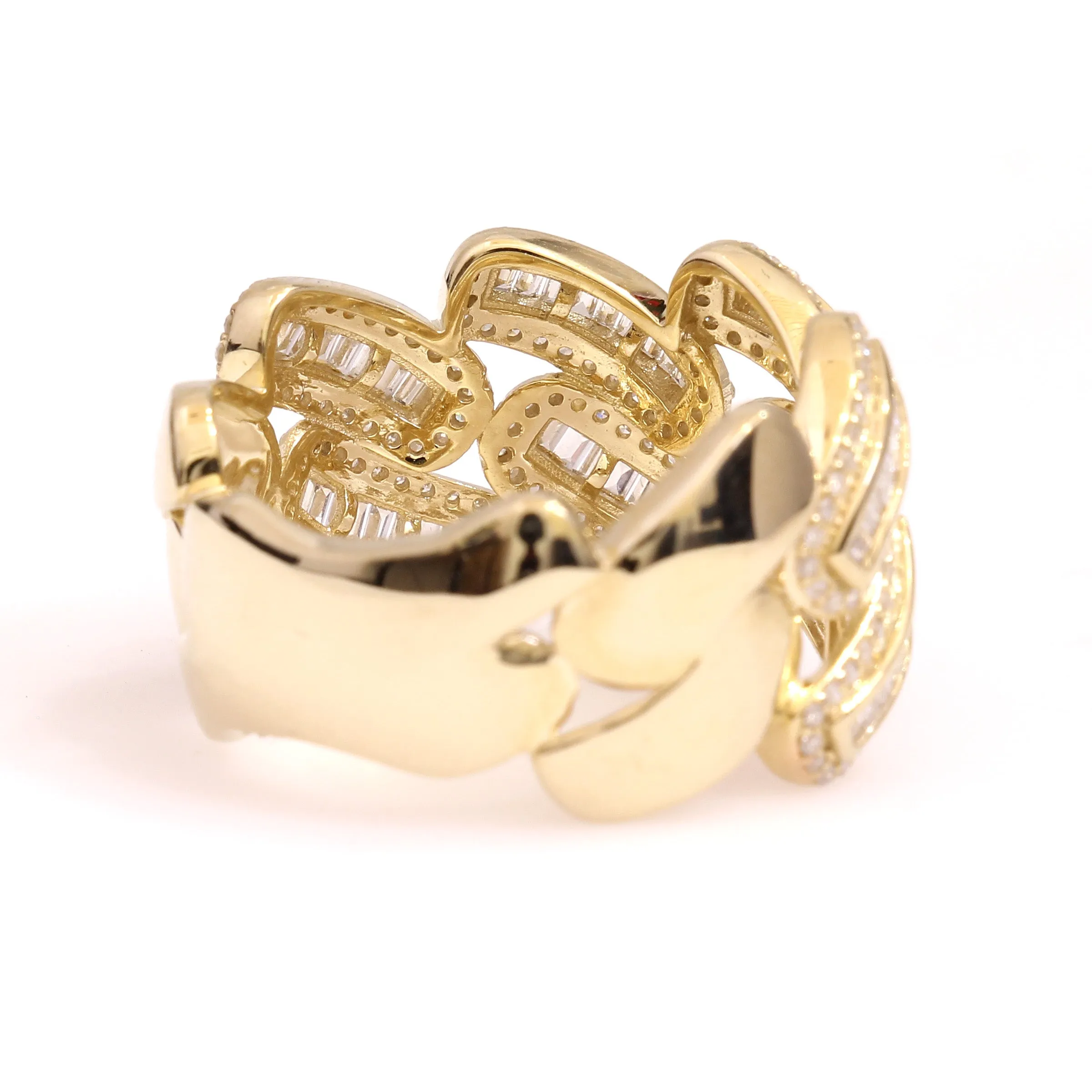 10K Yellow Gold Baguette Cuban Ring 0.88 Ctw