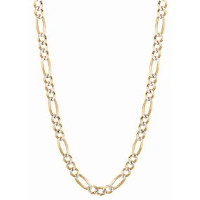 14K Gold 5.8mm White Pave Figaro Chain