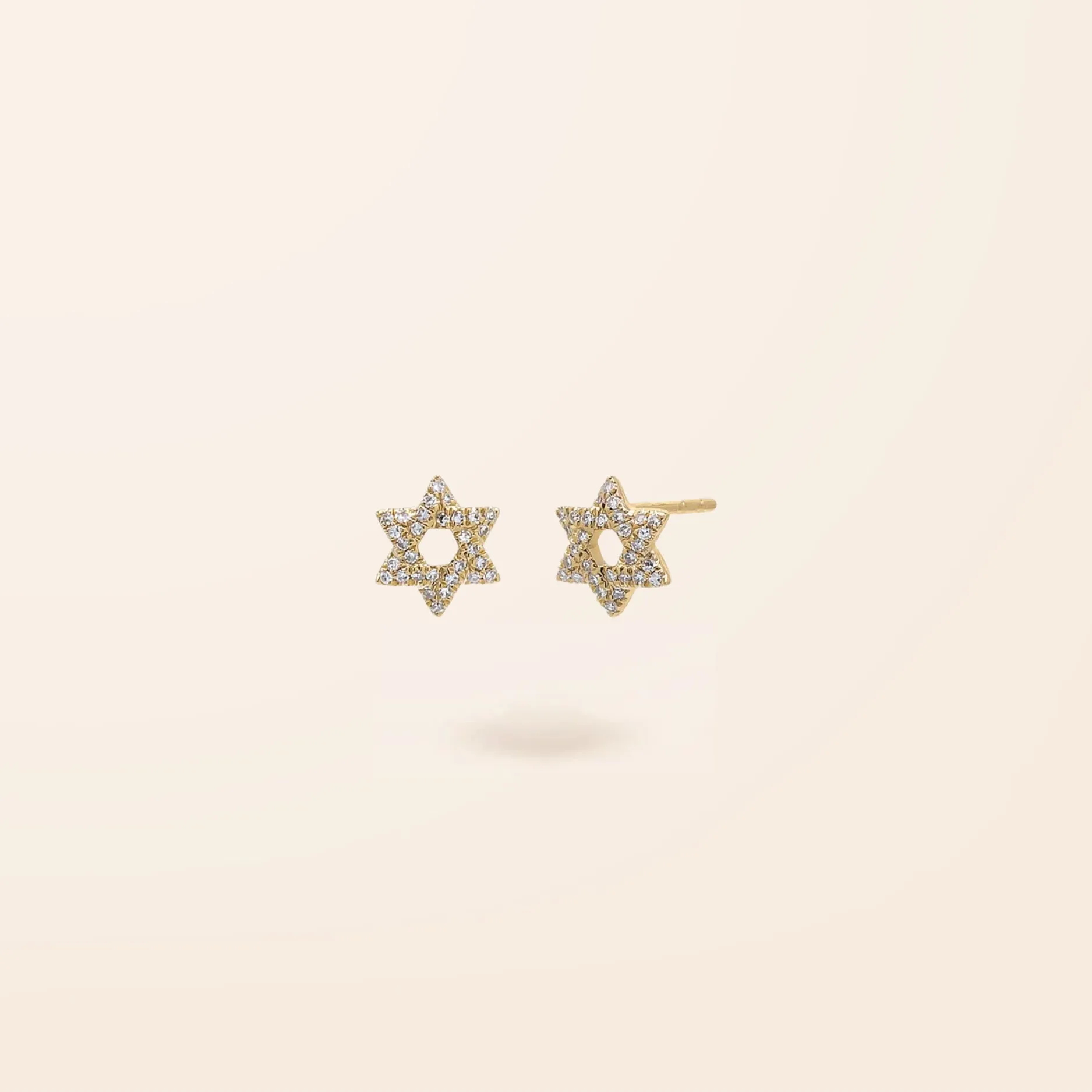 14K Gold Diamond Star of David Stud Earrings