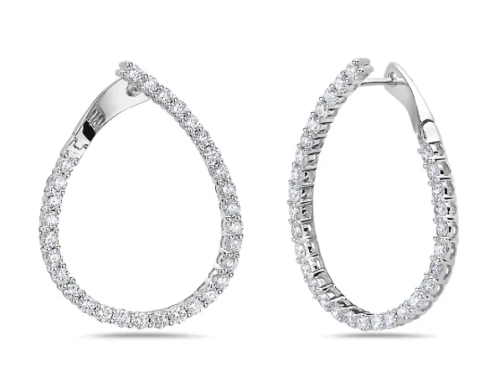 14K J Lab Grown Diamond Hoop Earrings