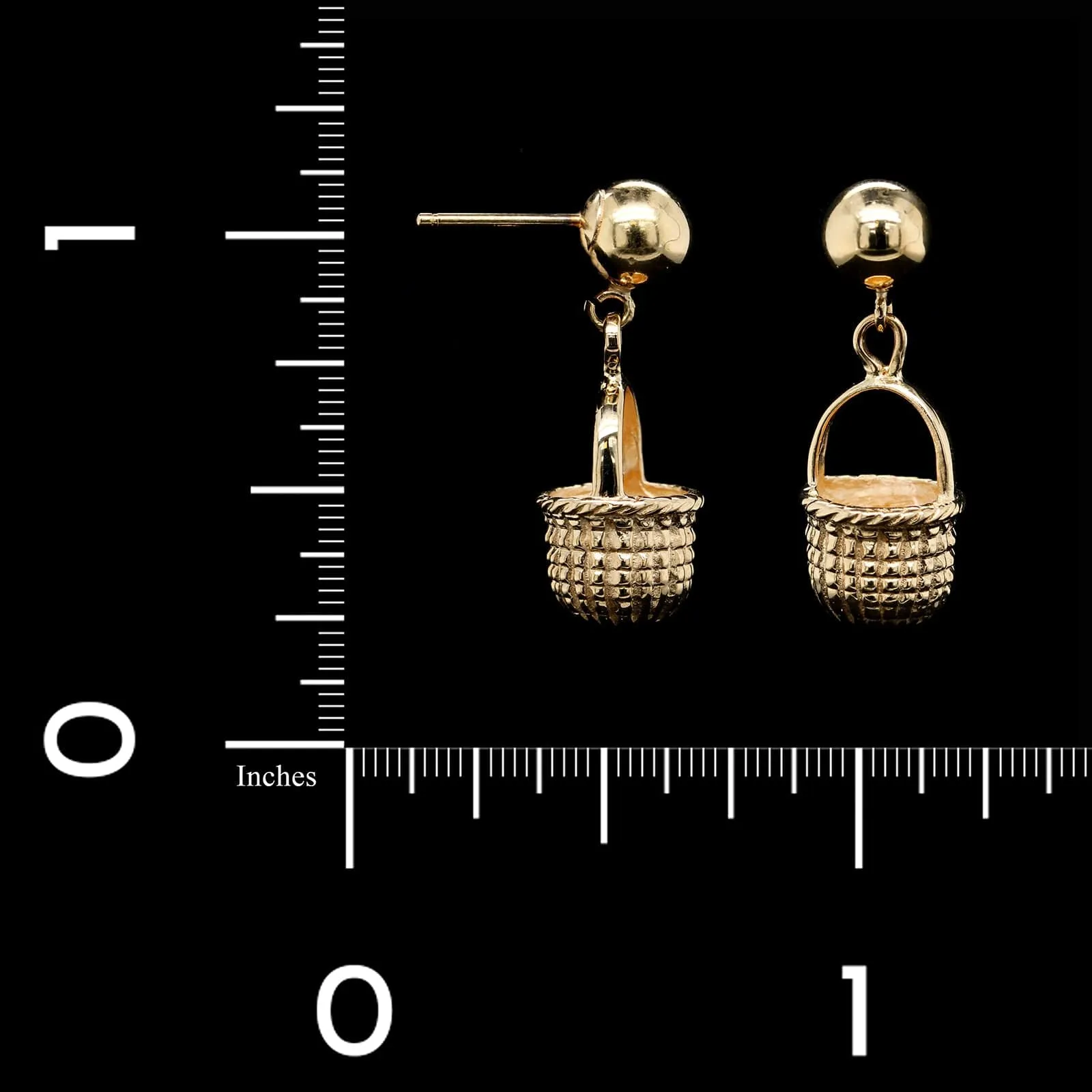 14K Yellow Gold Estate Nantucket Basket Drop Earrings