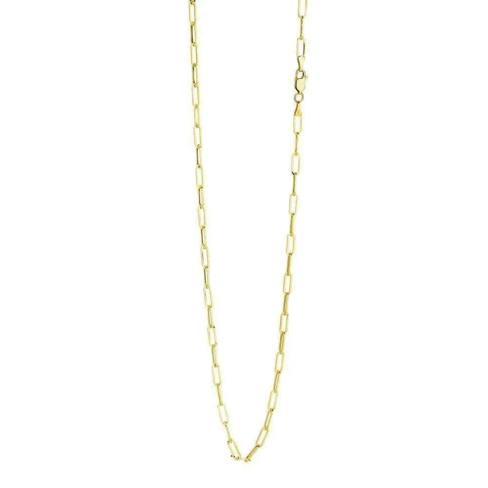 18 Karat Yellow Gold Solid Paper Clip Chain