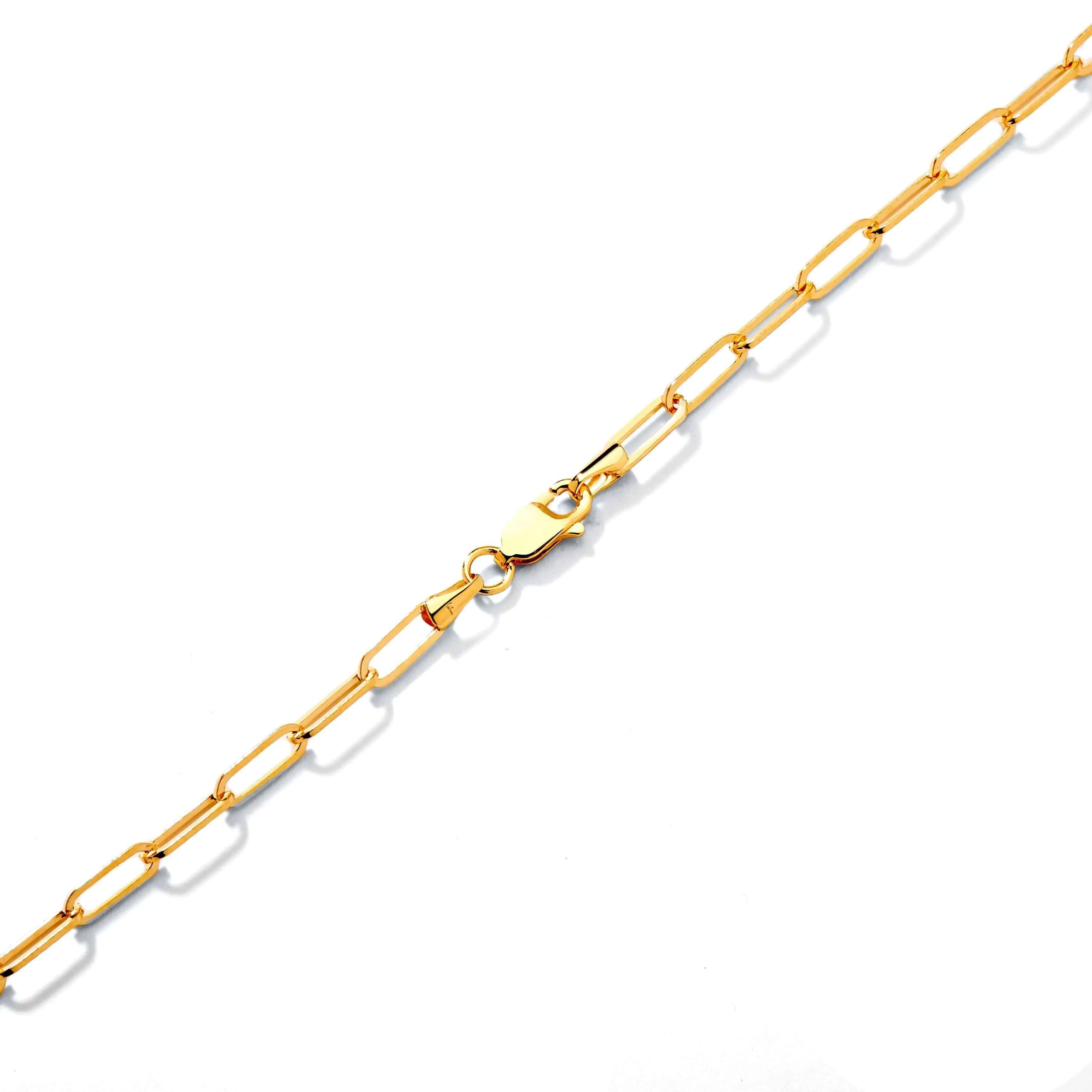 18 Karat Yellow Gold Solid Paper Clip Chain