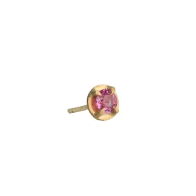 18K Gold Prong-Set Pink Sapphire Stud Earring