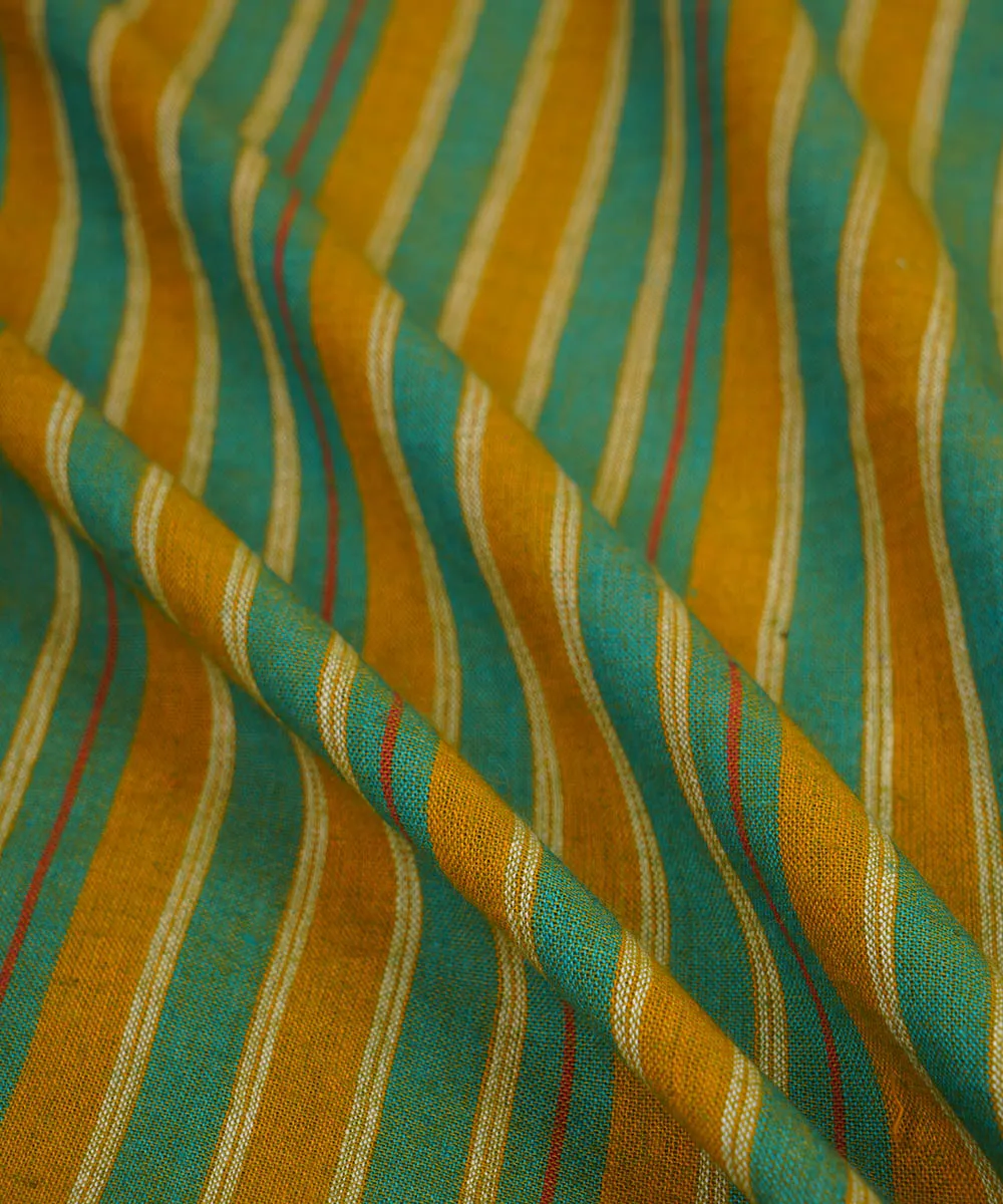 1.8m Green yellow handwoven stripe cotton fabric