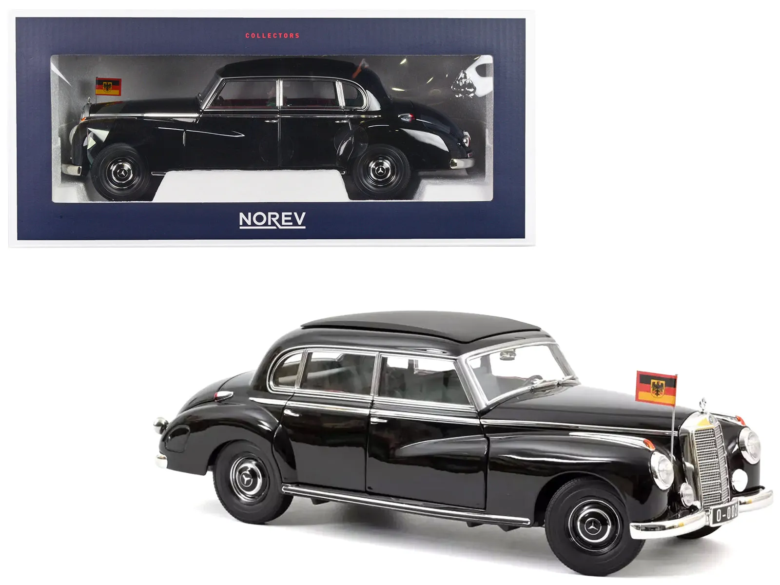 1955 Mercedes-Benz 300 Black German Chancellor Konrad Adenauer 1/18 Diecast Model Car by Norev