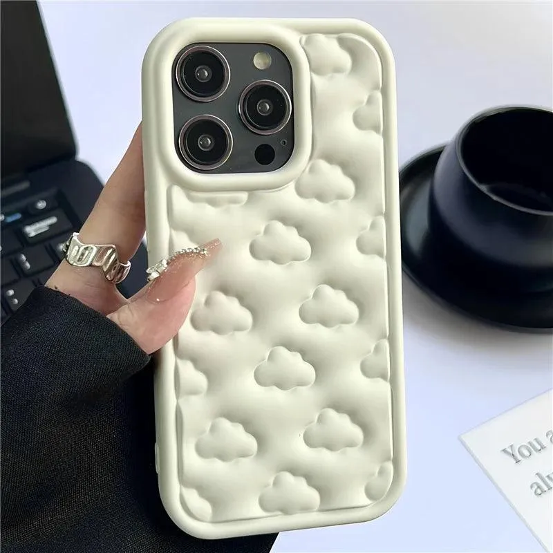 3D Clouds Cute Soft Cover Phone Case for iPhone 15 Pro Max, 11-14 Pro Max