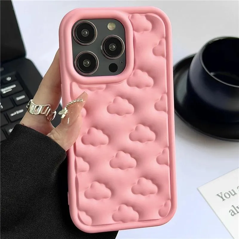 3D Clouds Cute Soft Cover Phone Case for iPhone 15 Pro Max, 11-14 Pro Max