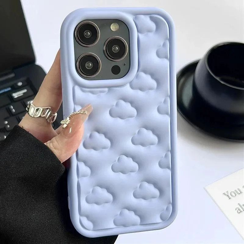 3D Clouds Cute Soft Cover Phone Case for iPhone 15 Pro Max, 11-14 Pro Max