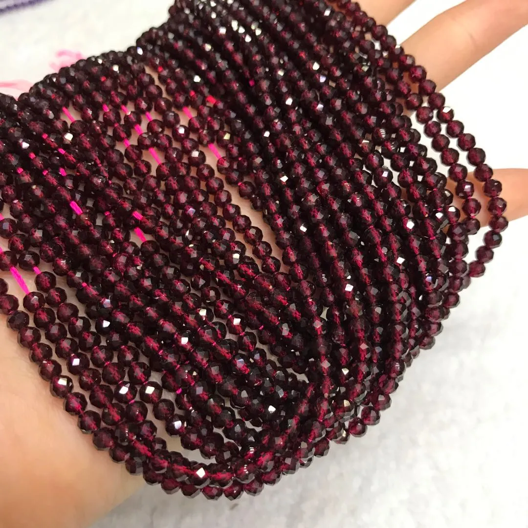 4mm High Quality Almandine Red Garnet Faceted Bead Strands DIY Jewelry Project