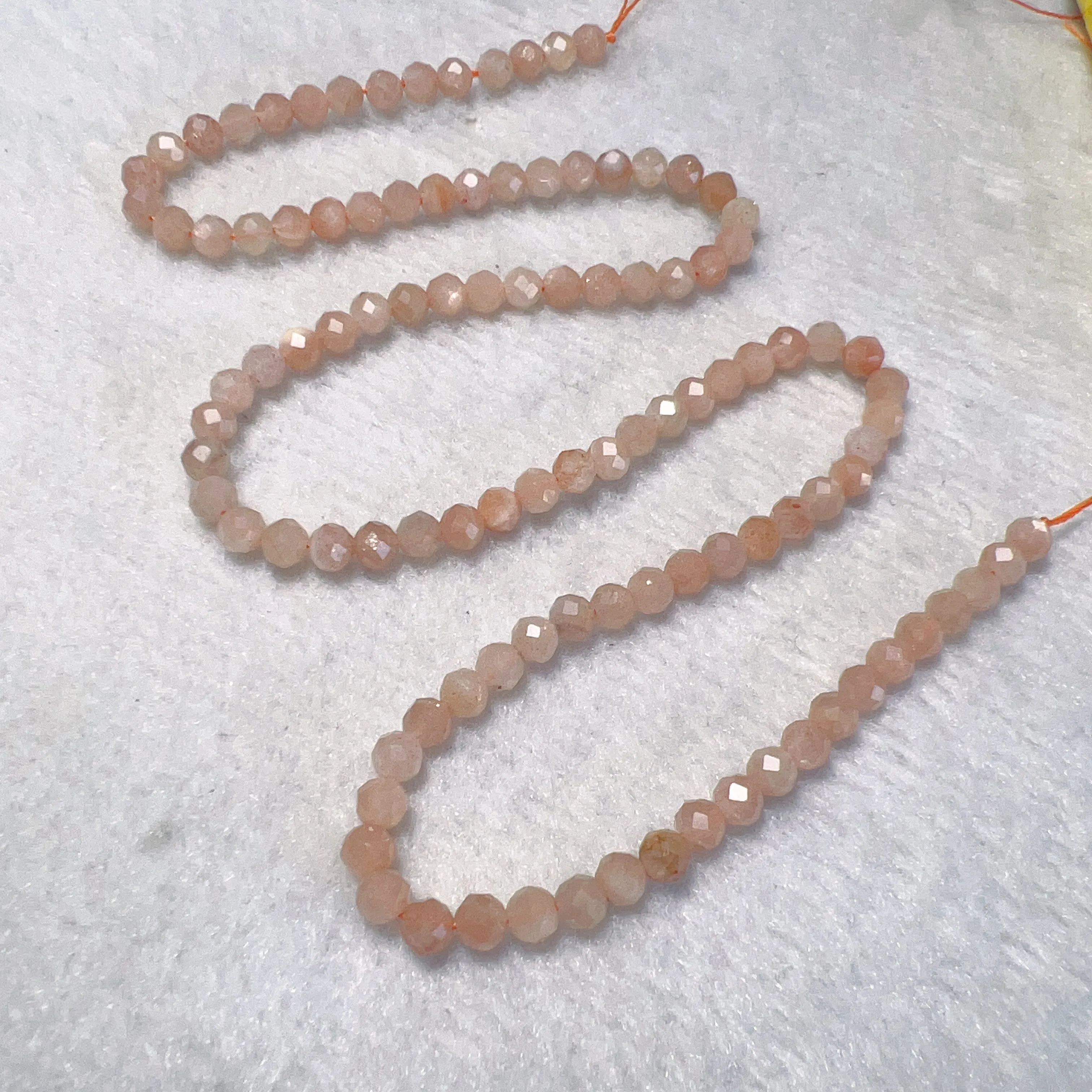 4mm Natural Faceted Peach Moonstone Bead Strands for DIY Jewelry Project