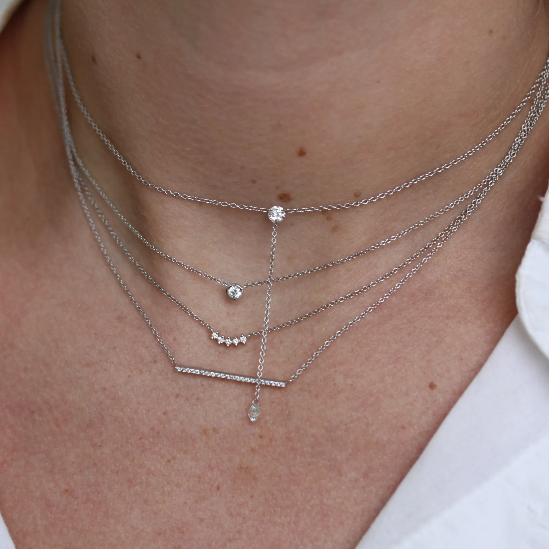 5 Prong Set Sideways Diamond Necklace