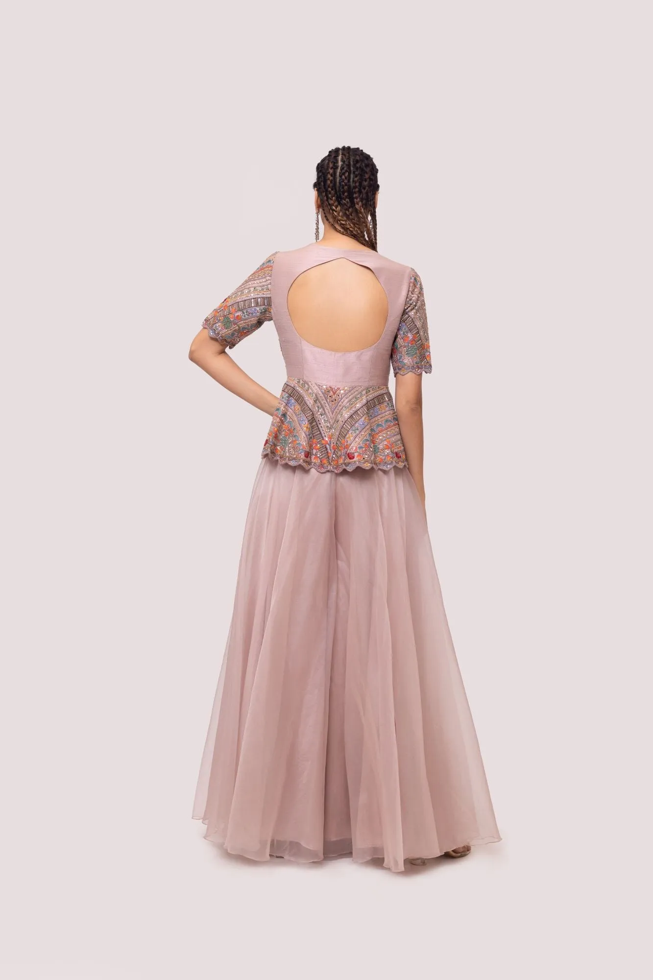 50Z968-RO Dusty Pink Embroidered Palazzo Set