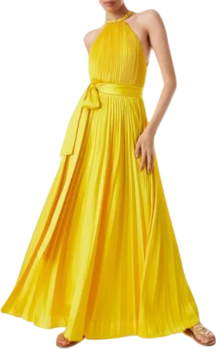 Alice   Olivia Yellow Halterneck Maxi Dress BNWT UK 6