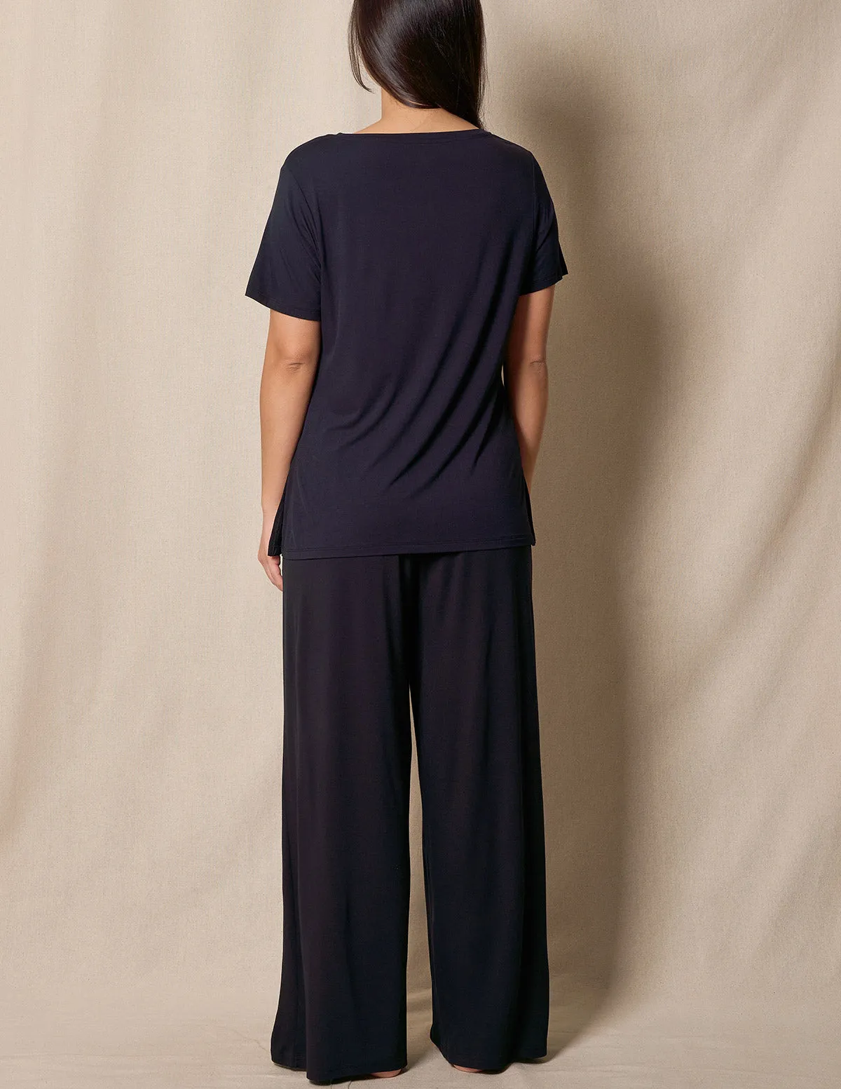 Bamboo Palazzo Lounge Pants - Black