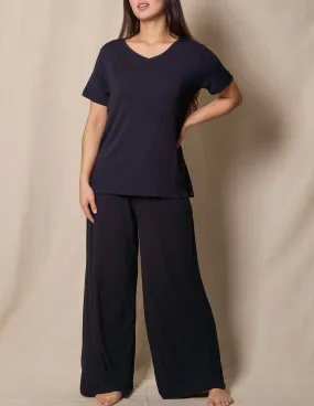 Bamboo Palazzo Lounge Pants - Black