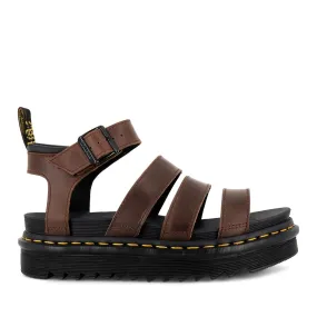 BLAIRE 3 STRAP SANDAL - DARK BROWN OILY LEATHER