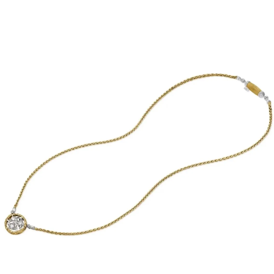 Buccellati - Ramage - Pendant with Diamonds, 18k White and Yellow Gold