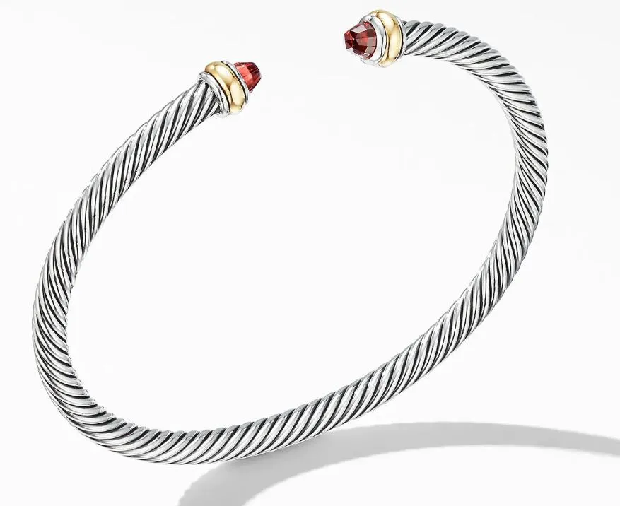 Cable Classic Bracelet with Garnet and 18K Yellow Gold