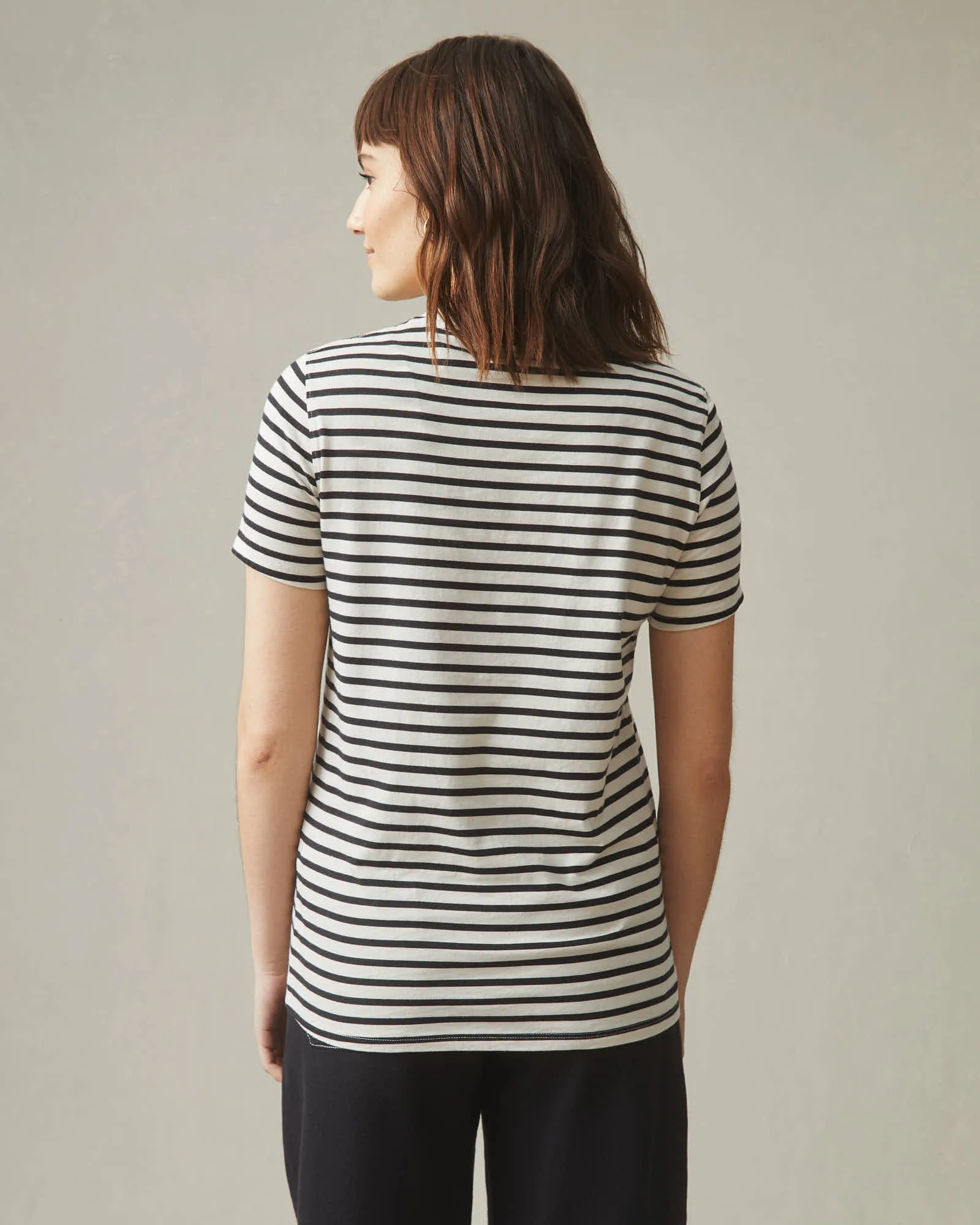 Classic Cotton Crew Tee Striped - Navy Stripe