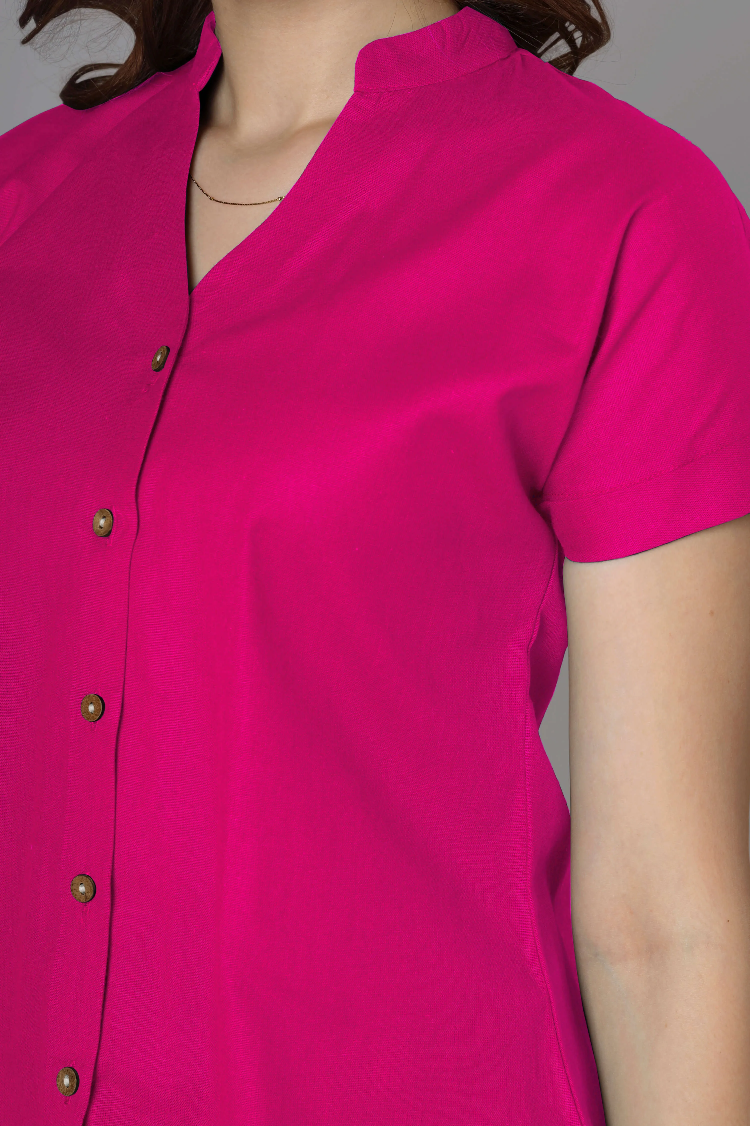 Classic Magenta Cotton Shirt For Women