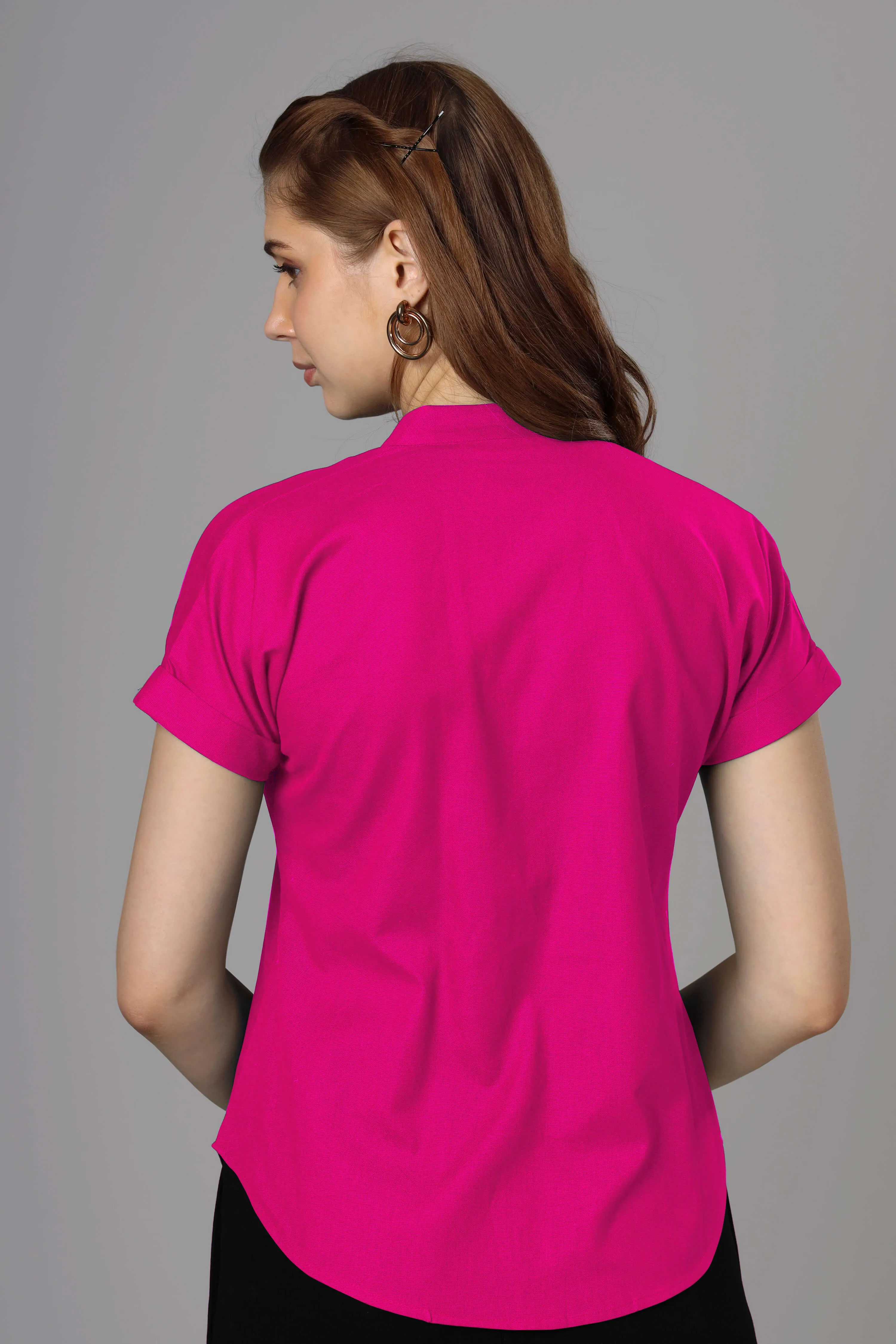 Classic Magenta Cotton Shirt For Women