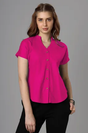 Classic Magenta Cotton Shirt For Women