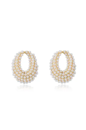 Classic Pearl Cluster Stud Earrings