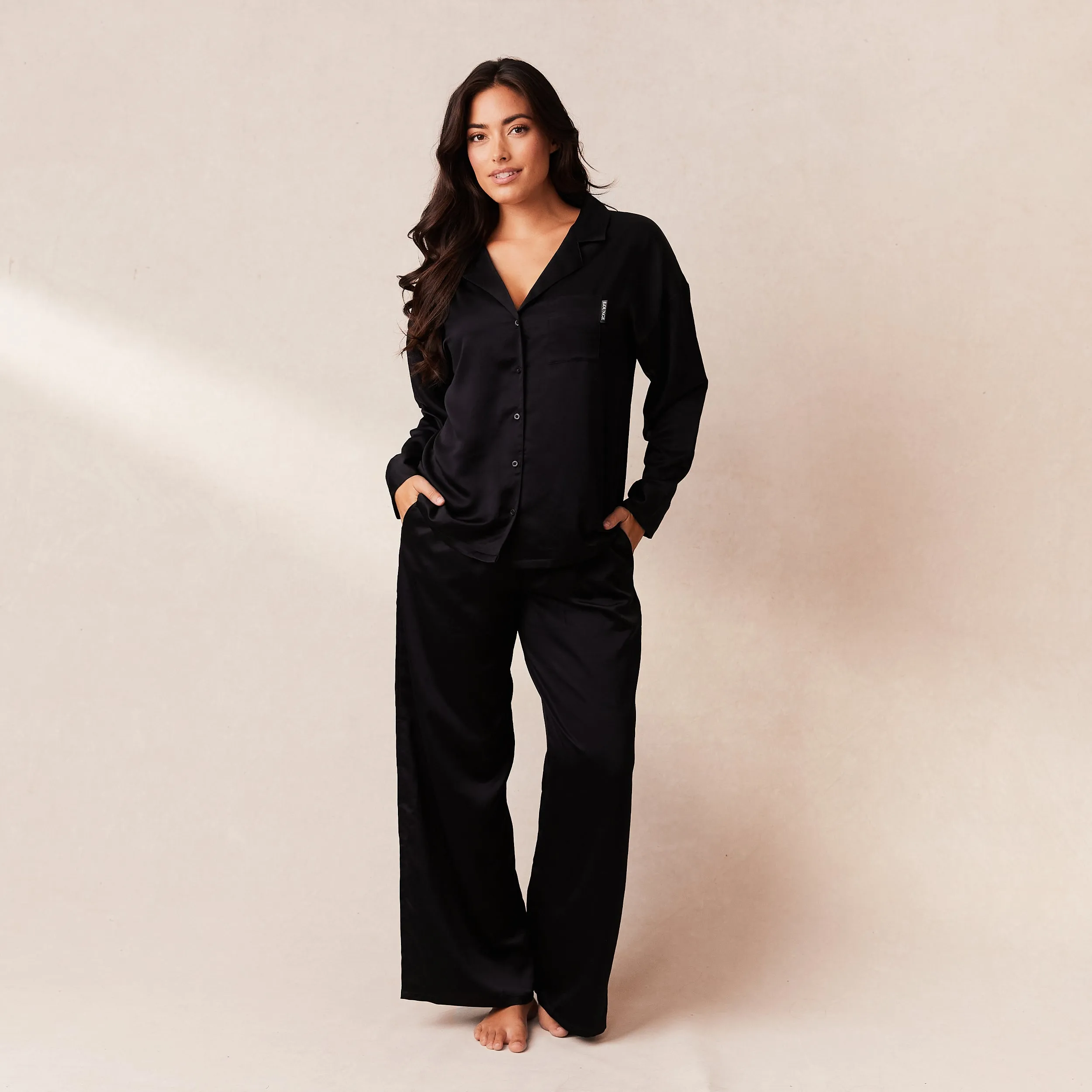 Classic Satin Pyjama Shirt - Black