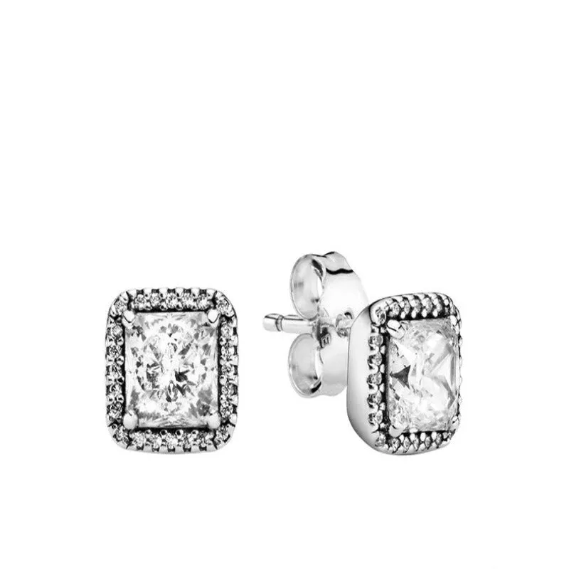 Classic Sterling Silver Sparkling Earrings