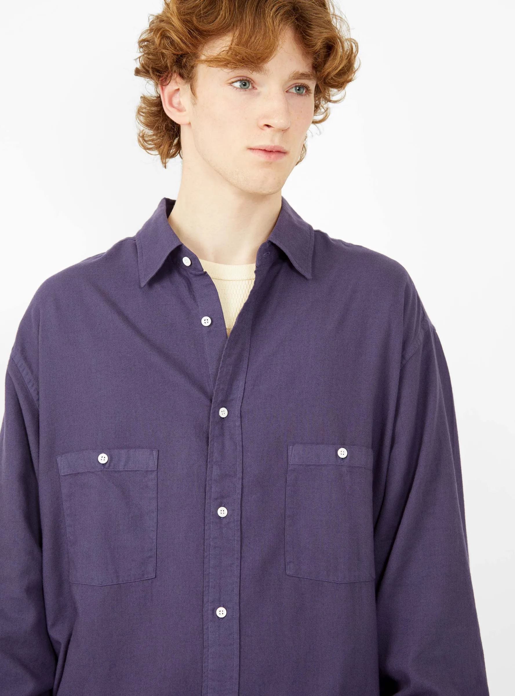 Cotton & Cashmere Work Shirt Purple