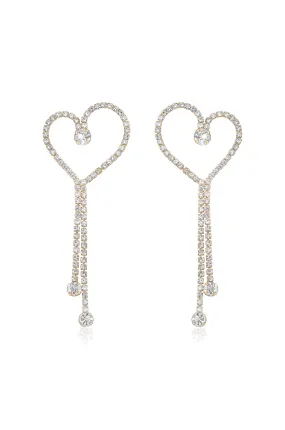 Crystal Heart Linear Drop Earrings