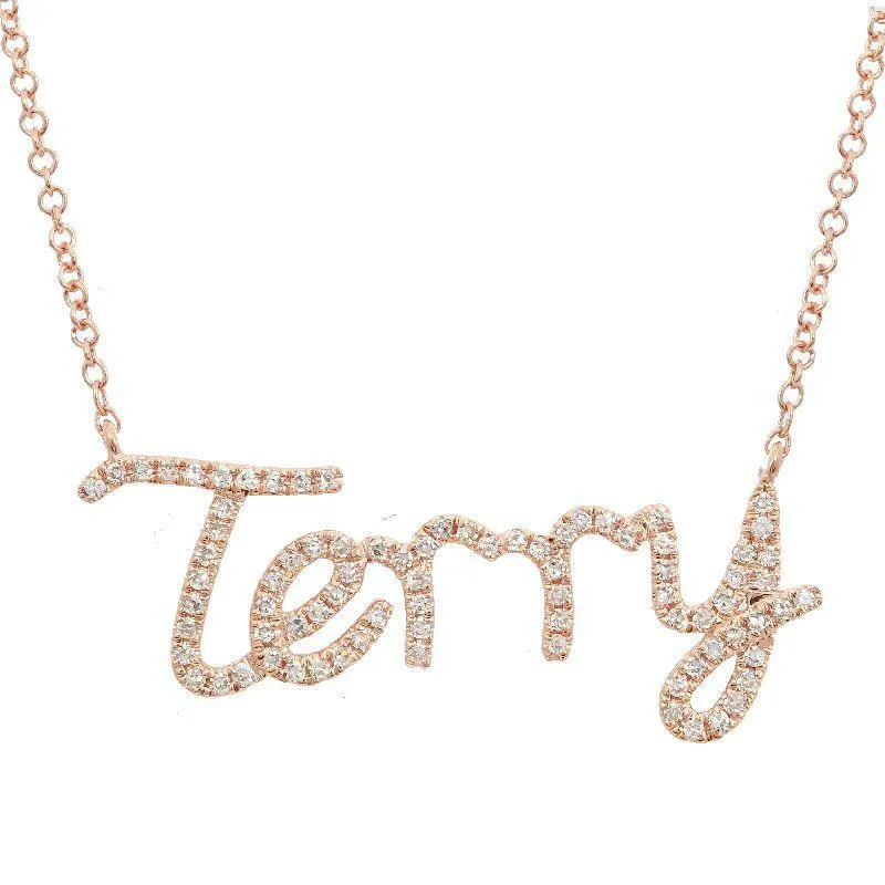 Custom Diamond Pave Script Name Necklace