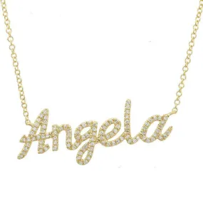 Custom Diamond Pave Script Name Necklace