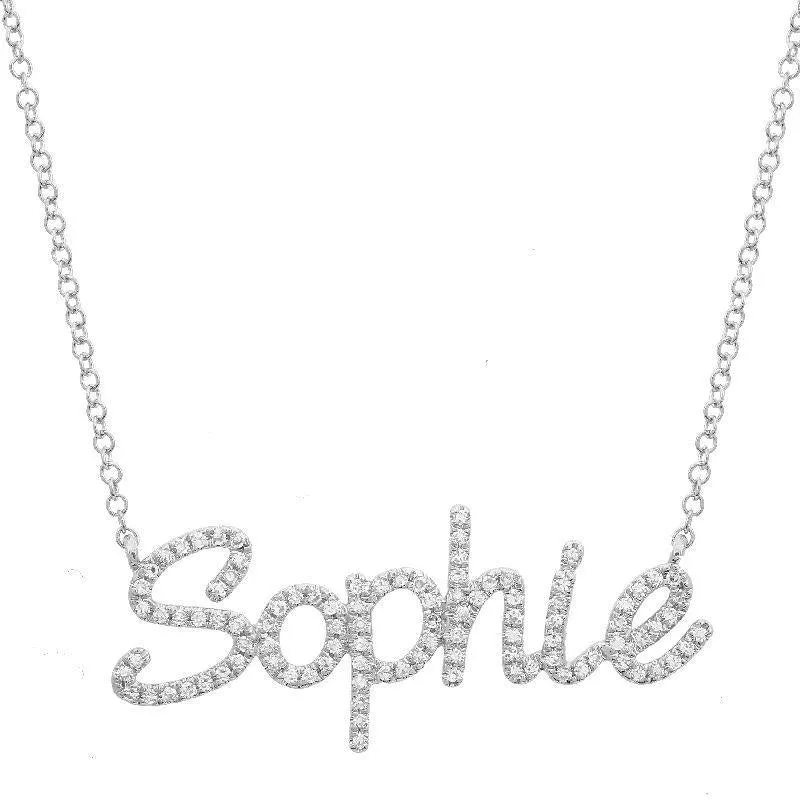 Custom Diamond Pave Script Name Necklace