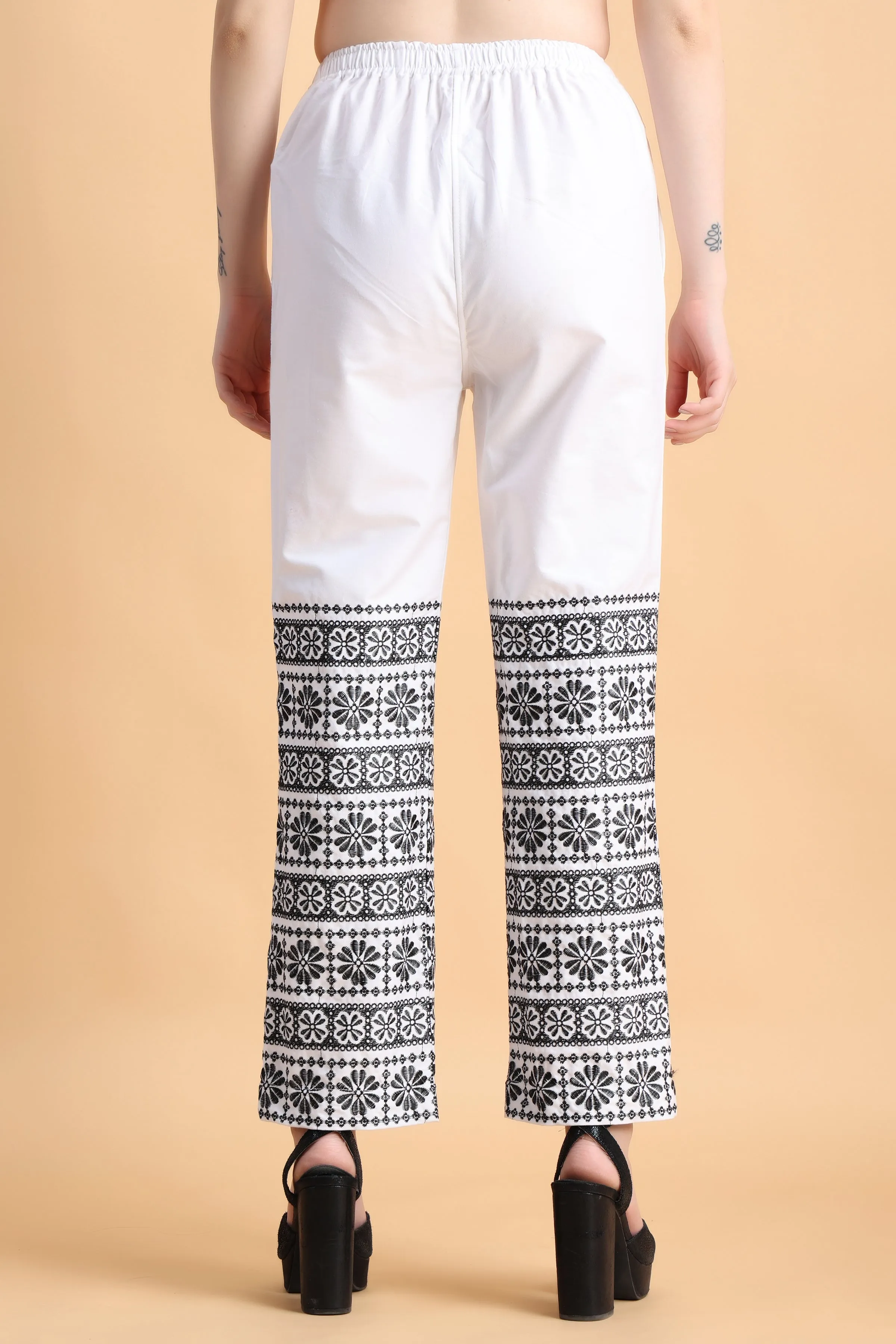 Detailed All Around Cotton Pants