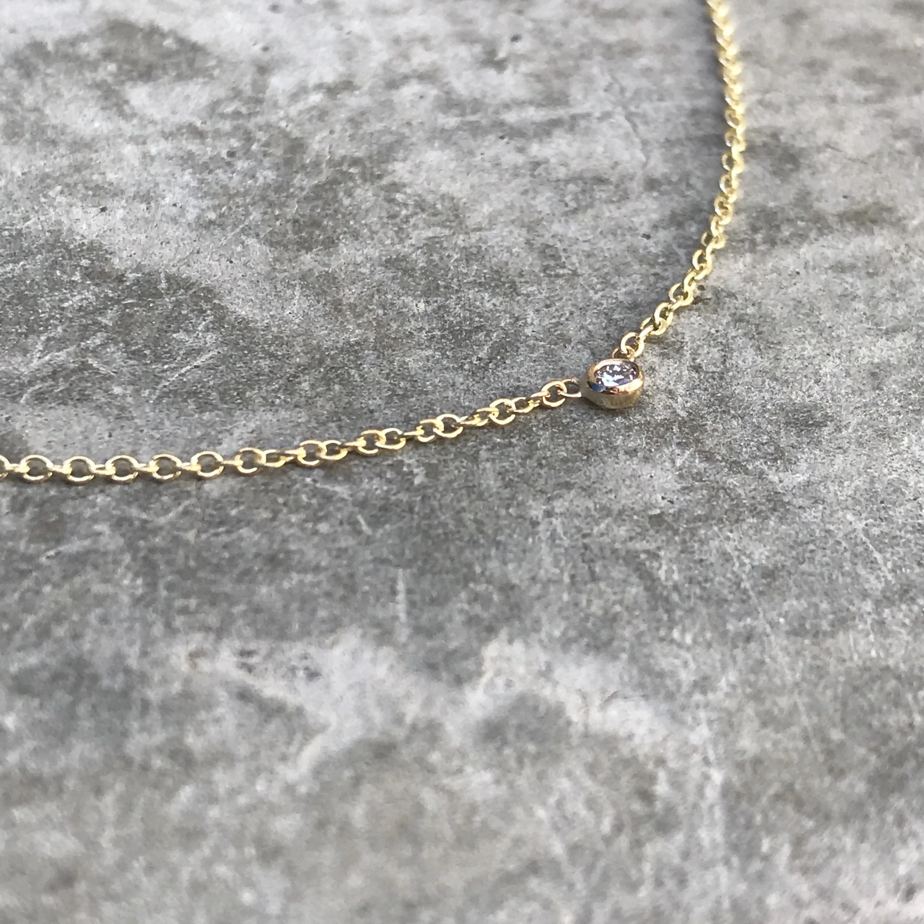 Diamond Dot Solitaire Gold Necklace