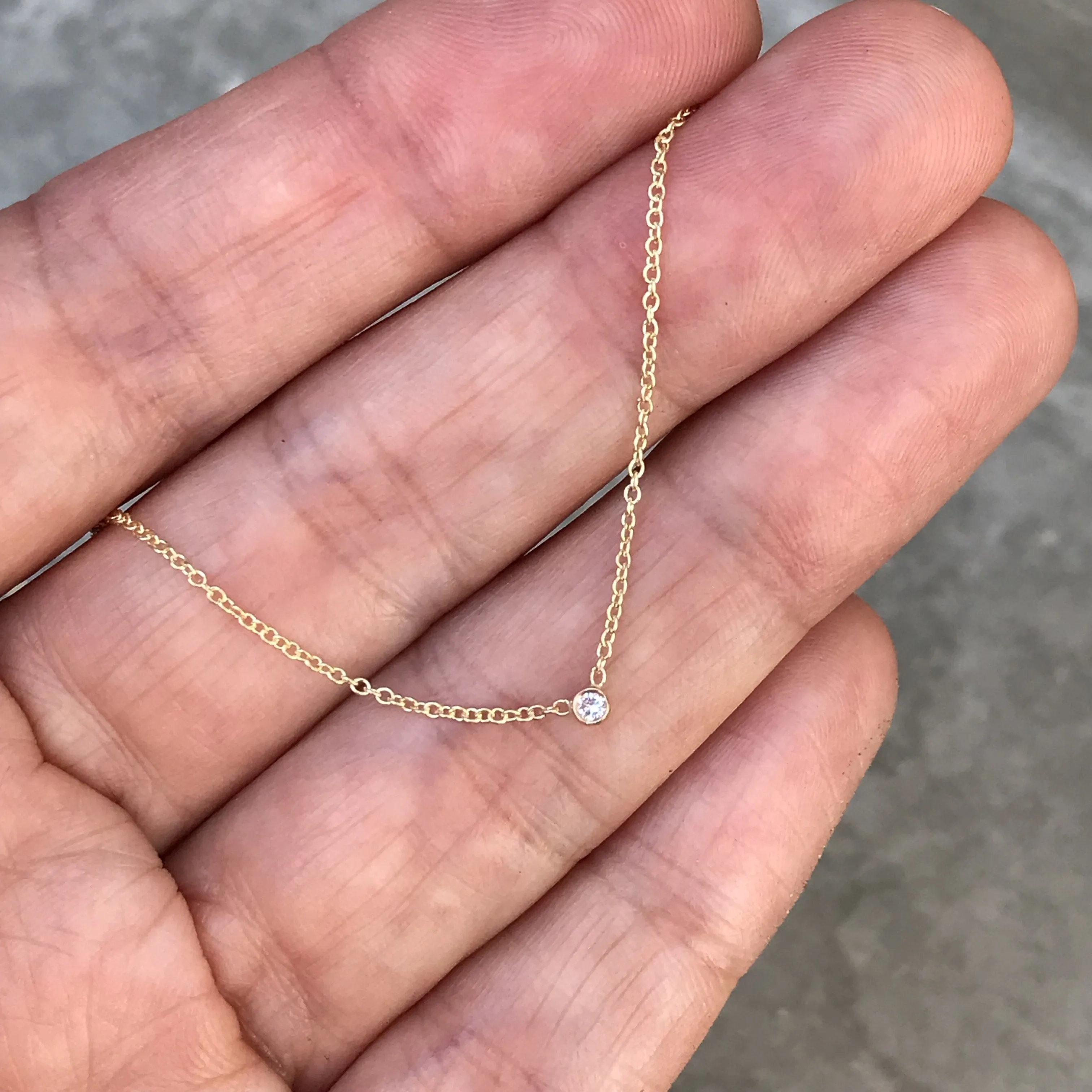 Diamond Dot Solitaire Gold Necklace