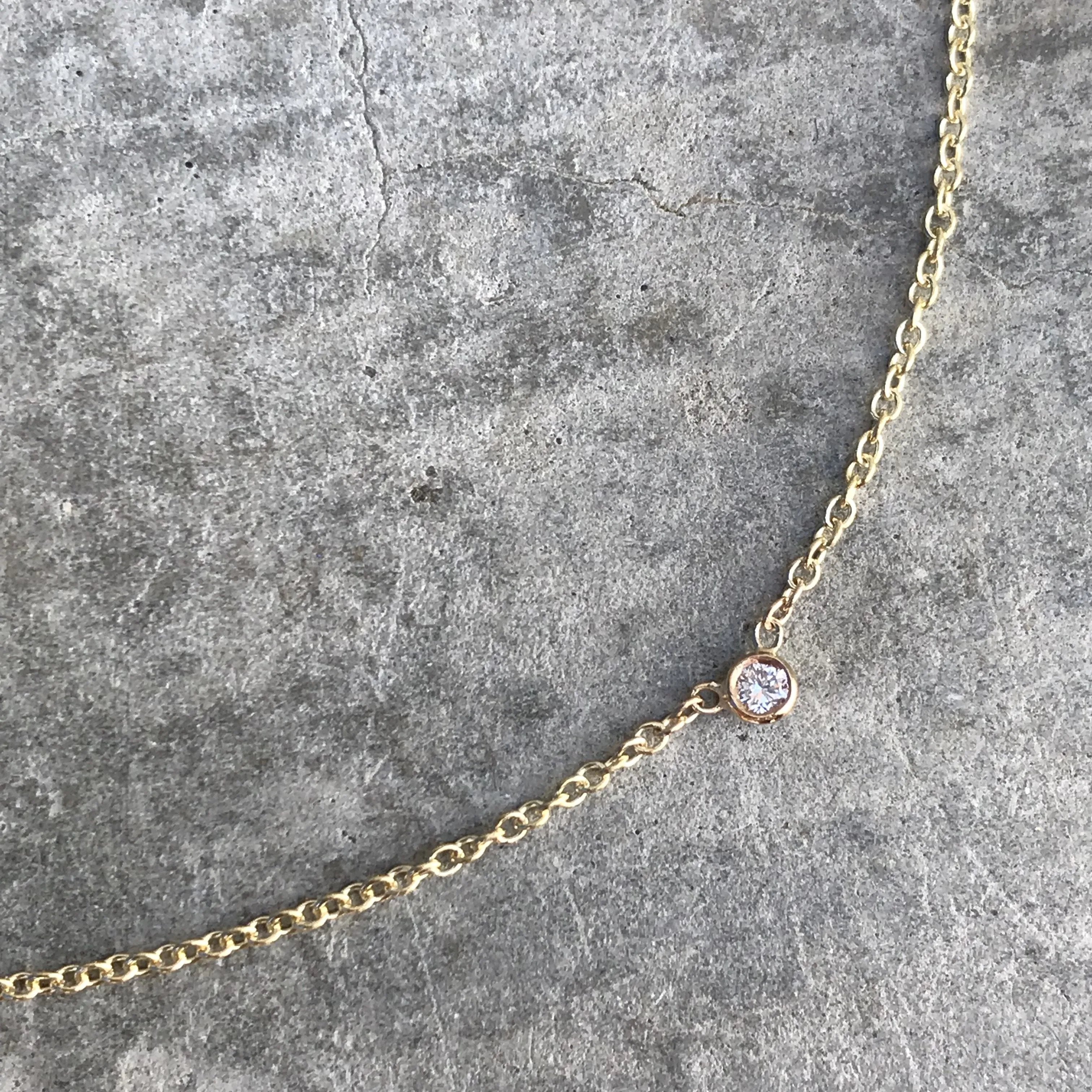 Diamond Dot Solitaire Gold Necklace