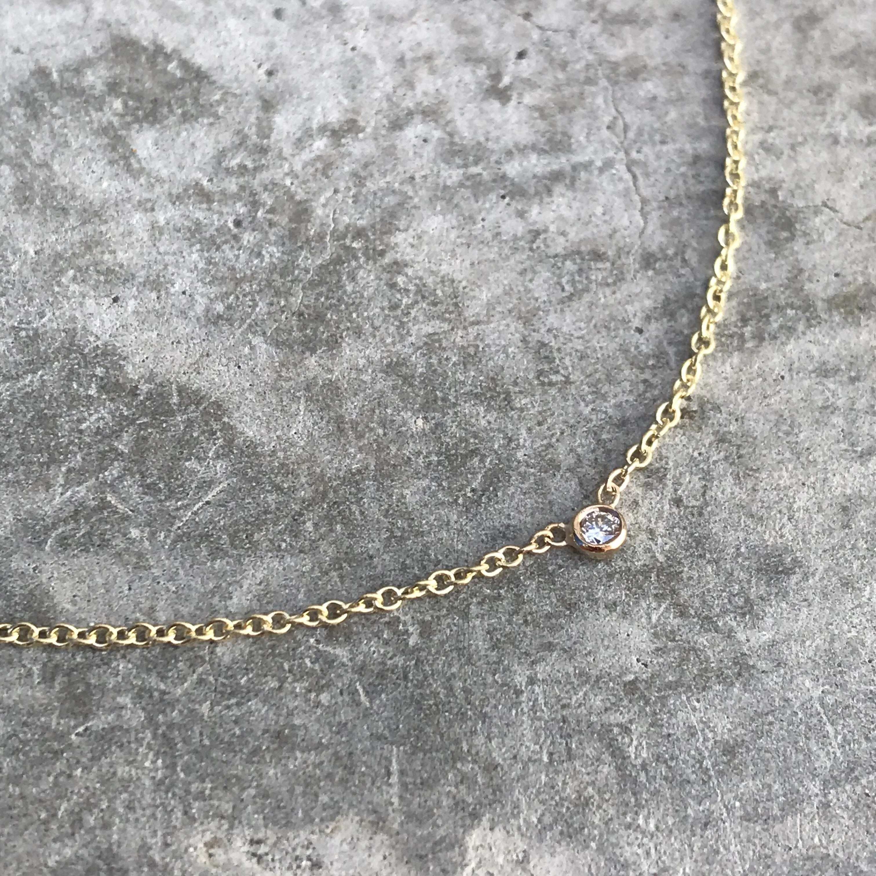 Diamond Dot Solitaire Gold Necklace