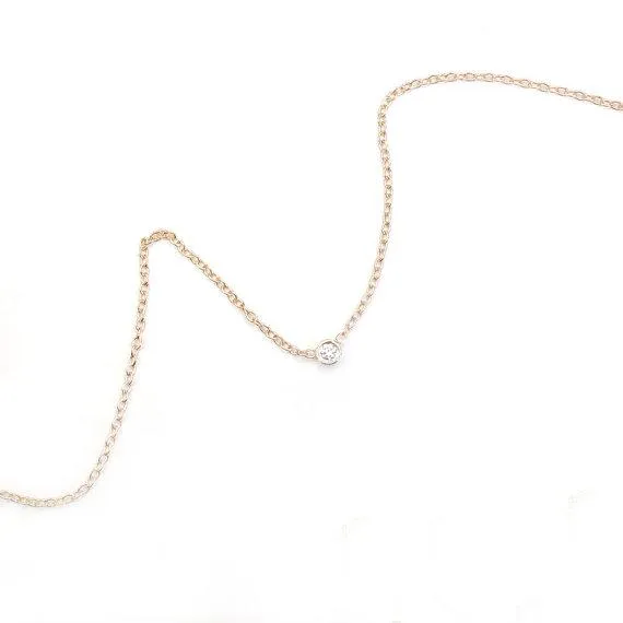 Diamond Dot Solitaire Gold Necklace