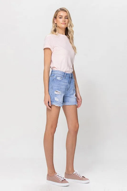 Distressed Boyfriend Shorts W/Cuffs