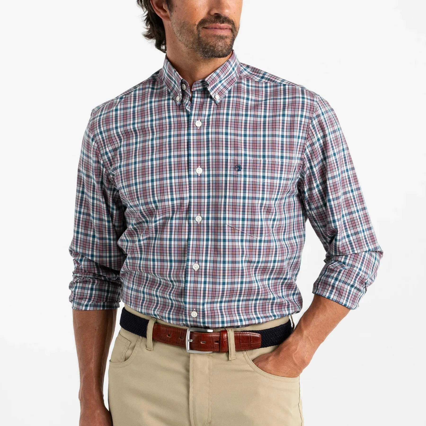 Duck Head Performance Poplin Sport Shirt Wallace Plaid