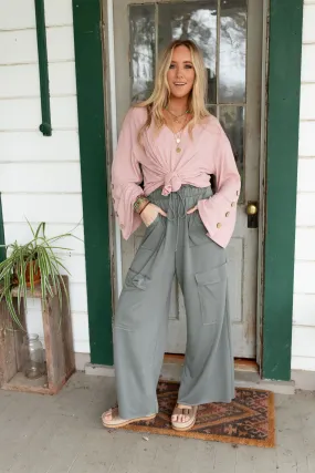 Easy Mornings Wide Leg Pants - Light Olive