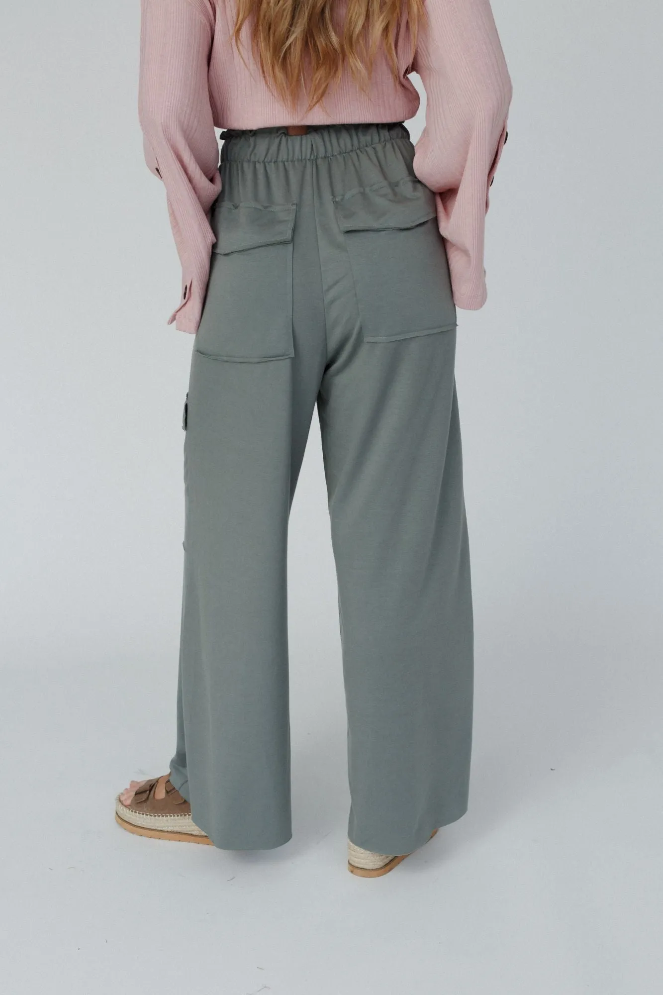 Easy Mornings Wide Leg Pants - Light Olive