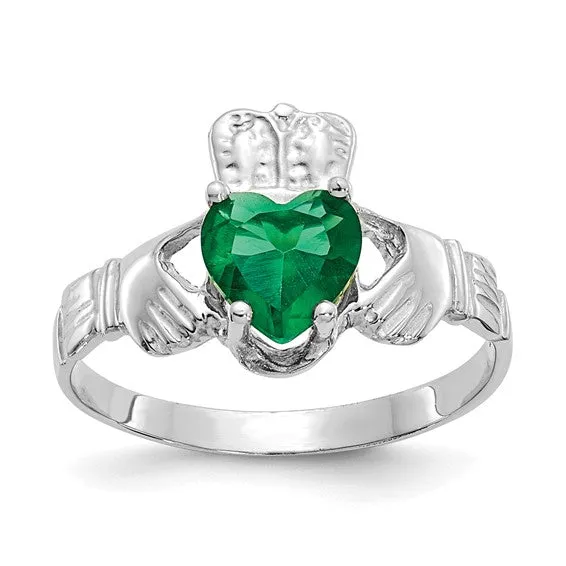 Emerald Claddagh Ring - May