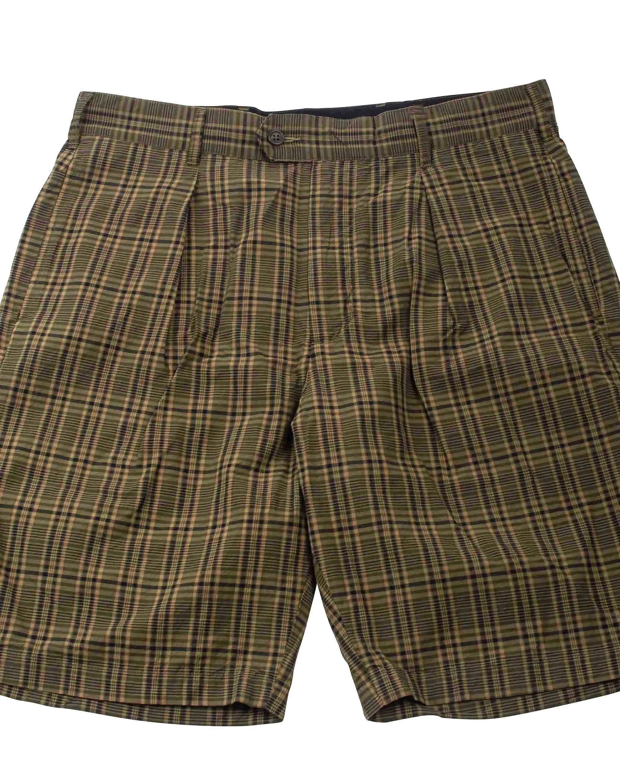 Engineered Garments Sunset Short Olive Brown Cotton Madras Check